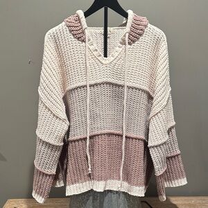 POL V-Neck oversized Sweater in Pink and Cream